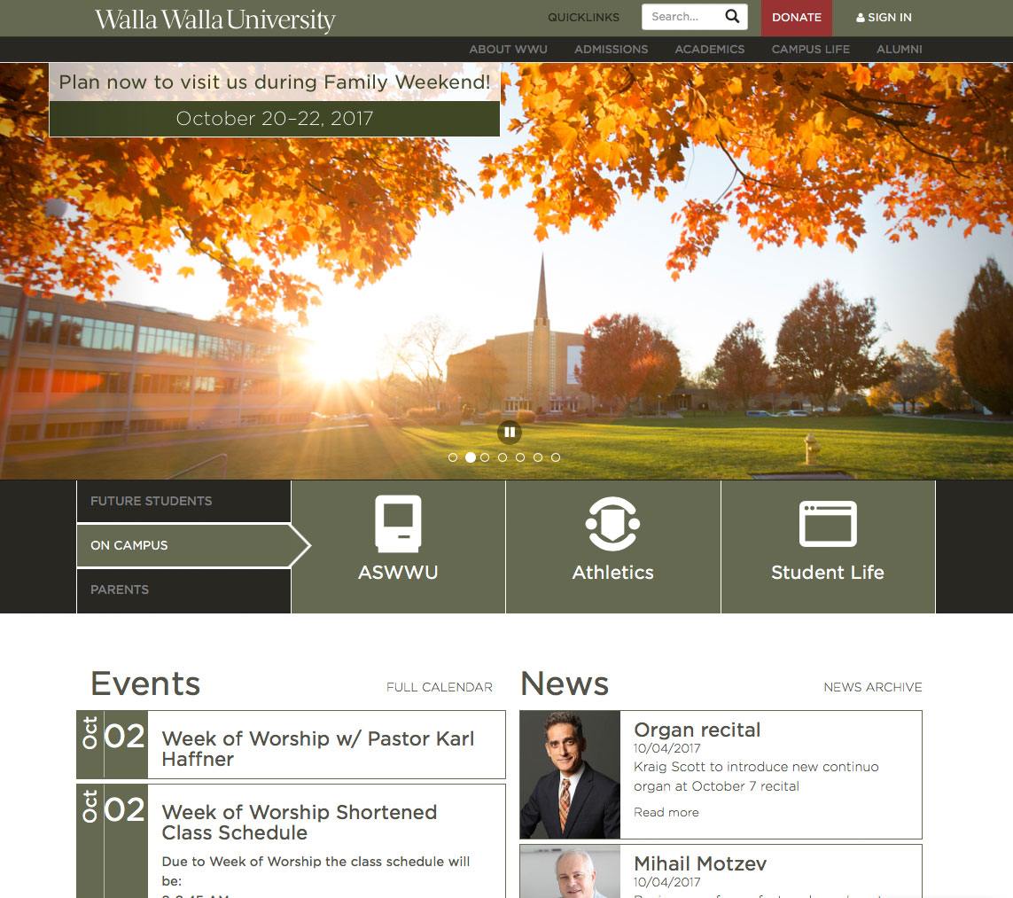 Typo3 Website for the Walla Walla University