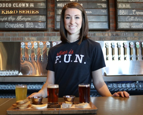 female bartender in a restaurant