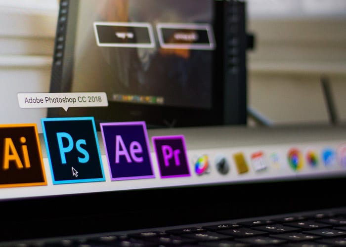 computer screen showing photoshop icon